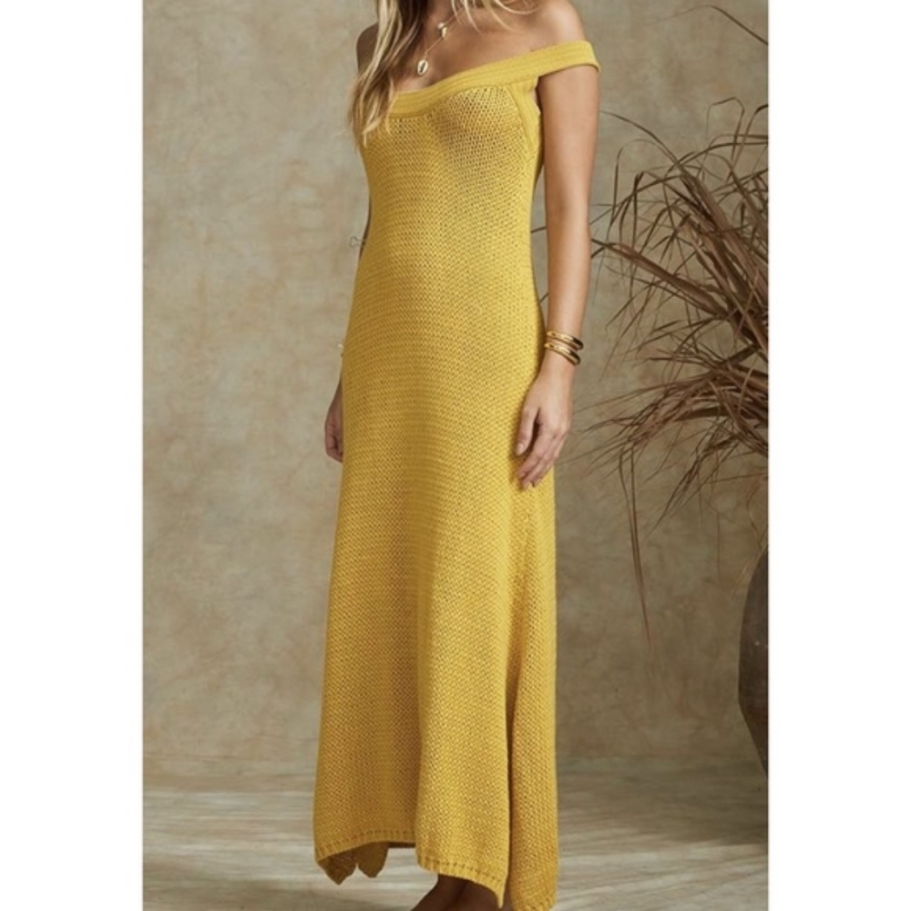 Maurie + Eve | Days in the Sun Knit Maxi Dress Gold Yellow Size 6